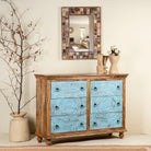 Safita Boho-Style Hand-Painted Mango Wood Cabinet - DOBRI ARTS AU