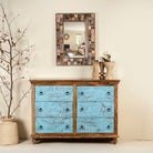 Safita Boho-Style Hand-Painted Mango Wood Cabinet - DOBRI ARTS AU