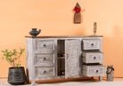Sandblasted Ibiza Style Sideboard with Glass Doors - DOBRI ARTS AU