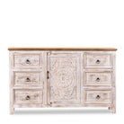 Sandblasted Ibiza Style Sideboard with Glass Doors - DOBRI ARTS AU