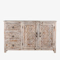 Sarahan Distressed Carved Mango Wood Sideboard - DOBRI ARTS AU
