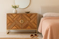 Sasta Geometric Mango Wood Cabinet on Iron Base - DOBRI ARTS AU