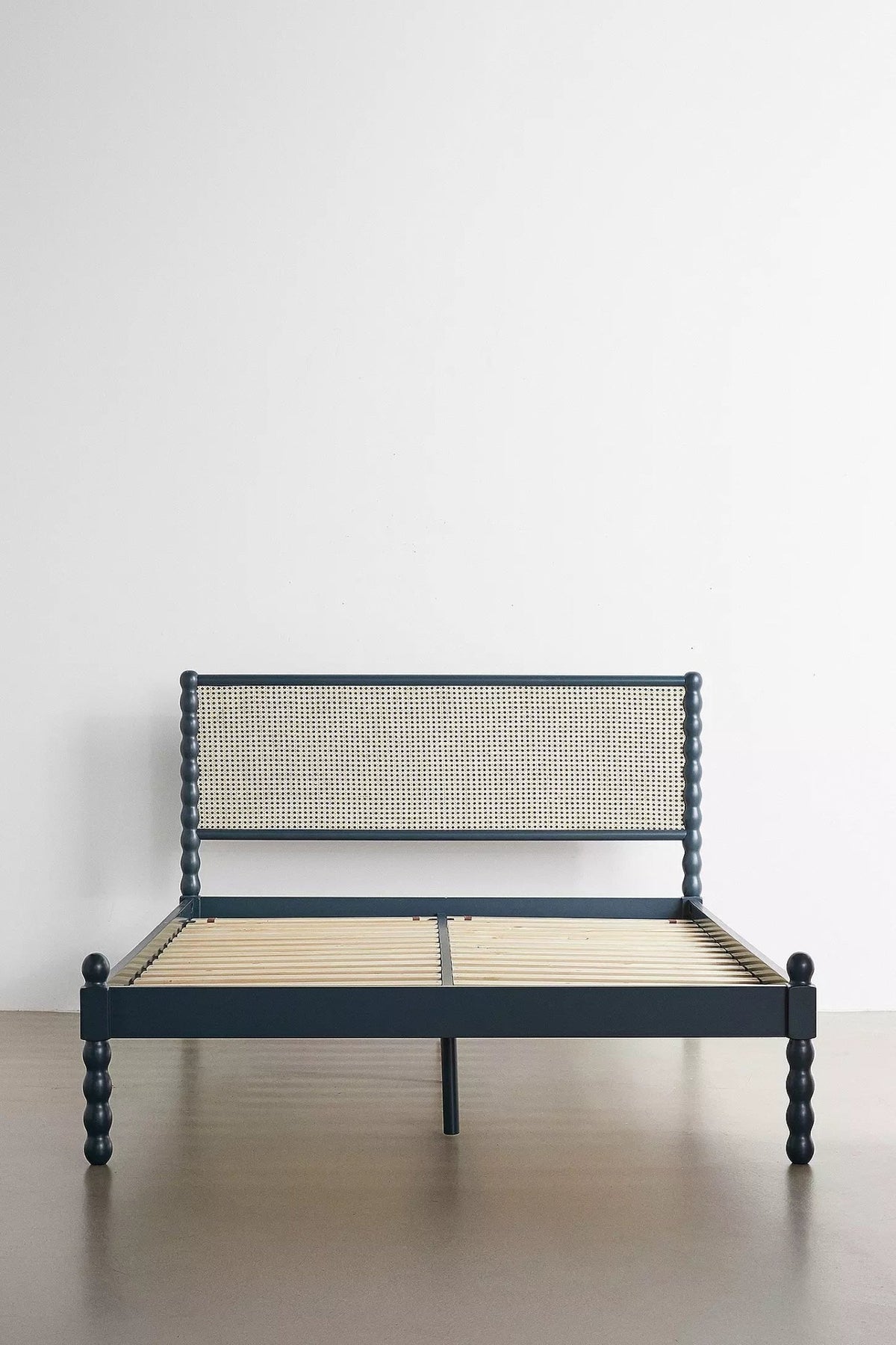 Savannah Cane Rattan Bed – Solid Wood Turned Spindle Post Bed Frame with Woven Headboard - DOBRI ARTS AU