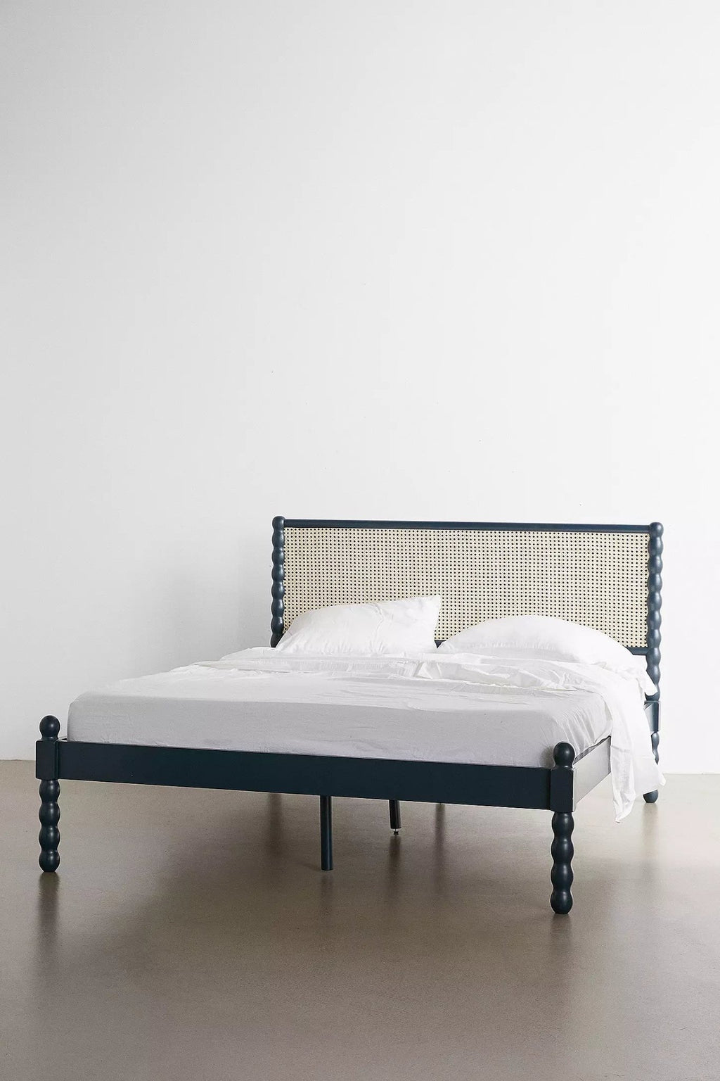 Savannah Cane Rattan Bed – Solid Wood Turned Spindle Post Bed Frame with Woven Headboard - DOBRI ARTS AU