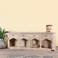 Shalena Hand-Carved Mango Wood Console Table with Arched Open Shelves - DOBRI ARTS AU