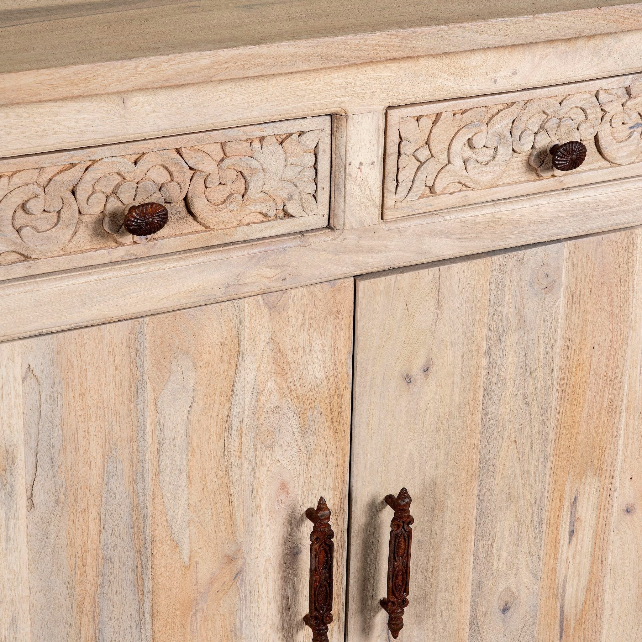 Shanti Handcrafted Sandblasted Mango Wood Sideboard - DOBRI ARTS AU