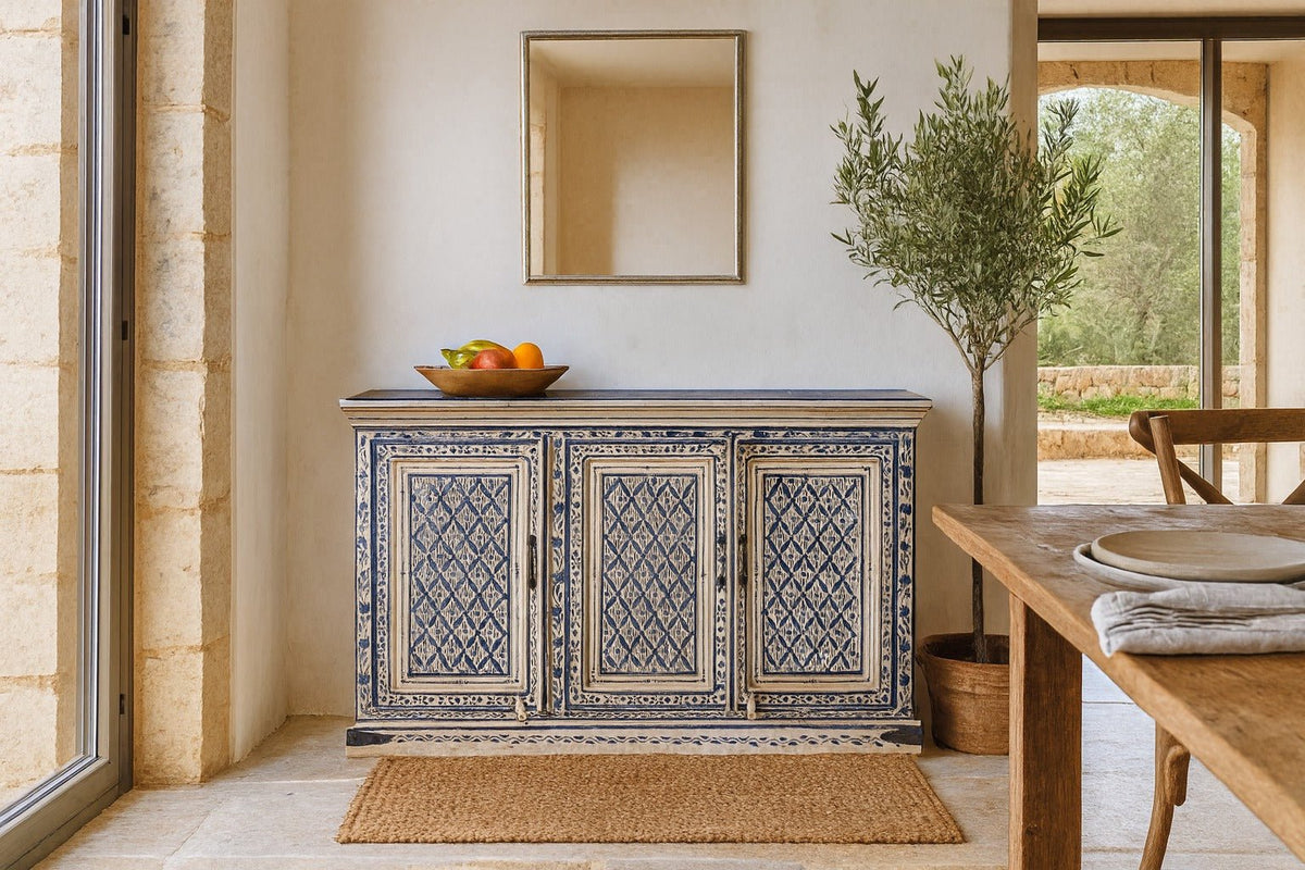 Siddhi Hand-Painted Blue Sideboard - DOBRI ARTS AU