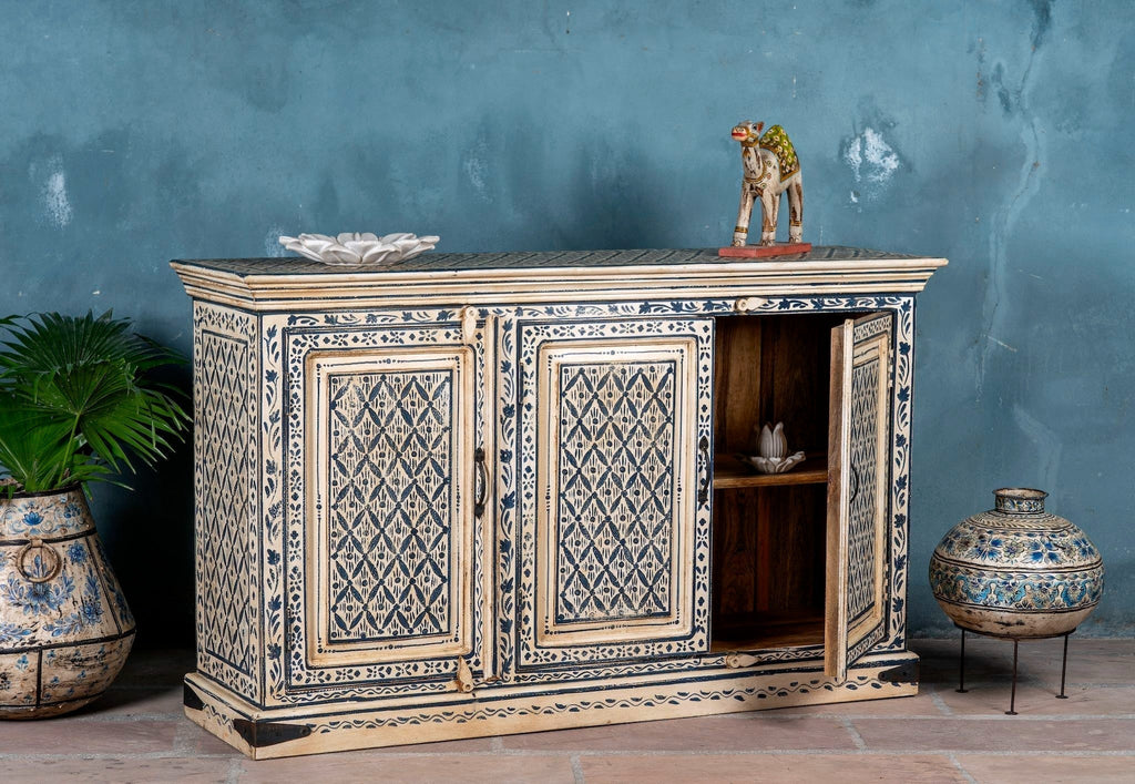 Siddhi Hand-Painted Blue Sideboard - DOBRI ARTS AU