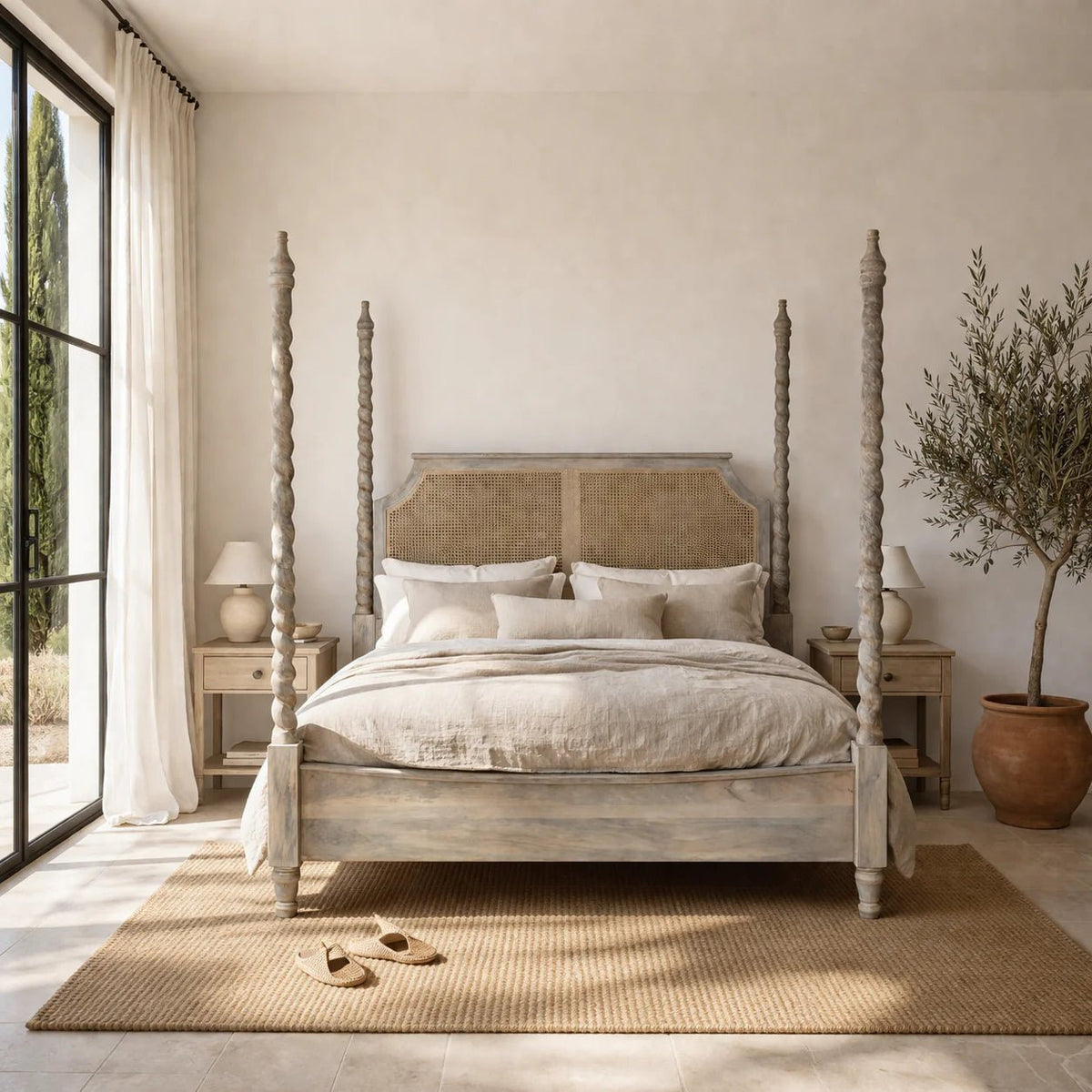 Sienna Cane Canopy Bed (King Size) - DOBRI ARTS AU