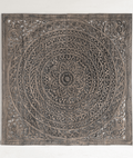 Smoke Grey Hand Carved Mango Wood Headboard – Ornate Mandala Wall Panel with Distressed Finish - DOBRI ARTS AU