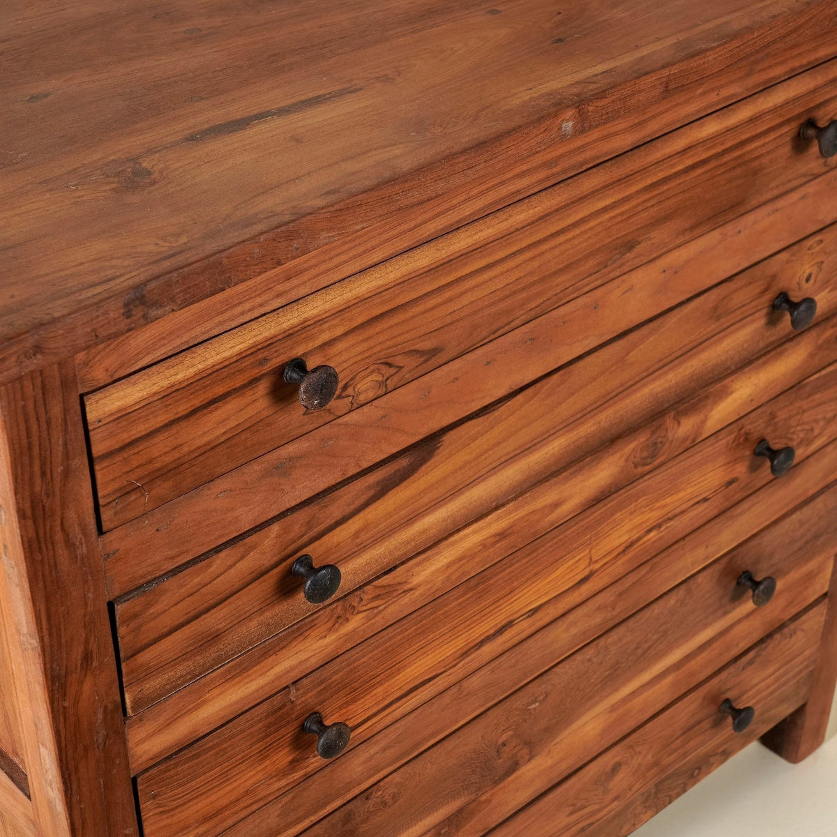 Solid Wood Five-Drawer Storage Chest in Natural Finish - DOBRI ARTS AU