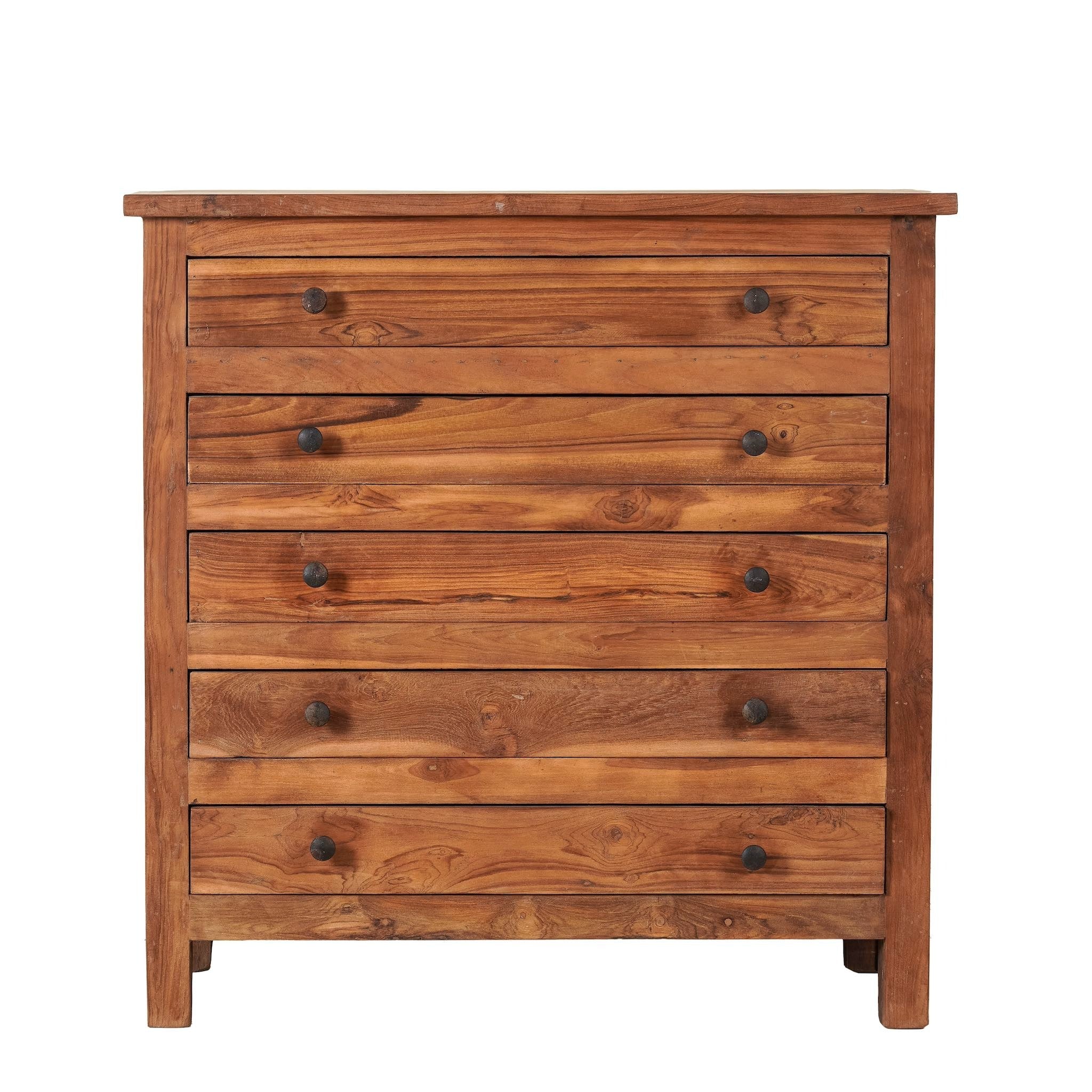 Solid Wood Five-Drawer Storage Chest in Natural Finish - DOBRI ARTS AU