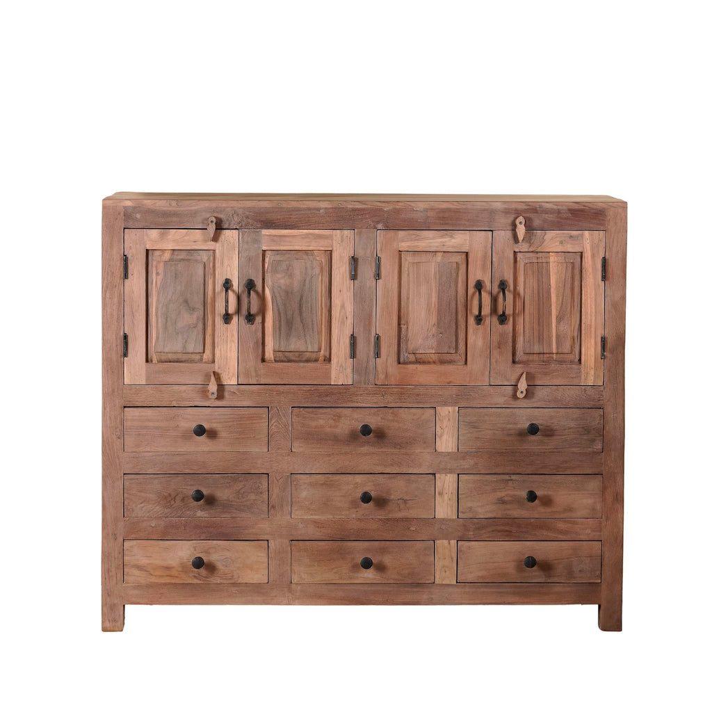 Solid Wood Storage Cabinet with Multi-Drawer and Double-Door Design - DOBRI ARTS AU