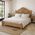 Solmira Hand-Carved Mango Wood Bed (King Size) - DOBRI ARTS AU