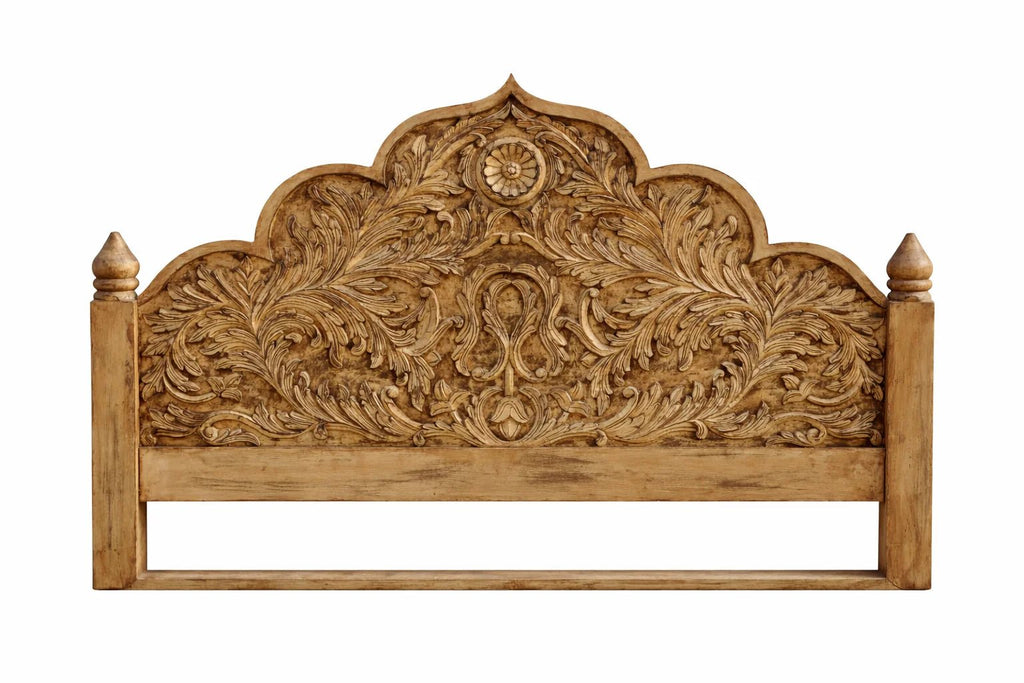 Solmira Hand-Carved Mango Wood Bed (King Size) - DOBRI ARTS AU