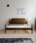 Soneva Spindle Bed – Handcrafted Sheesham Solid Wood Wooden Bed Frame in Light Walnut - DOBRI ARTS AU