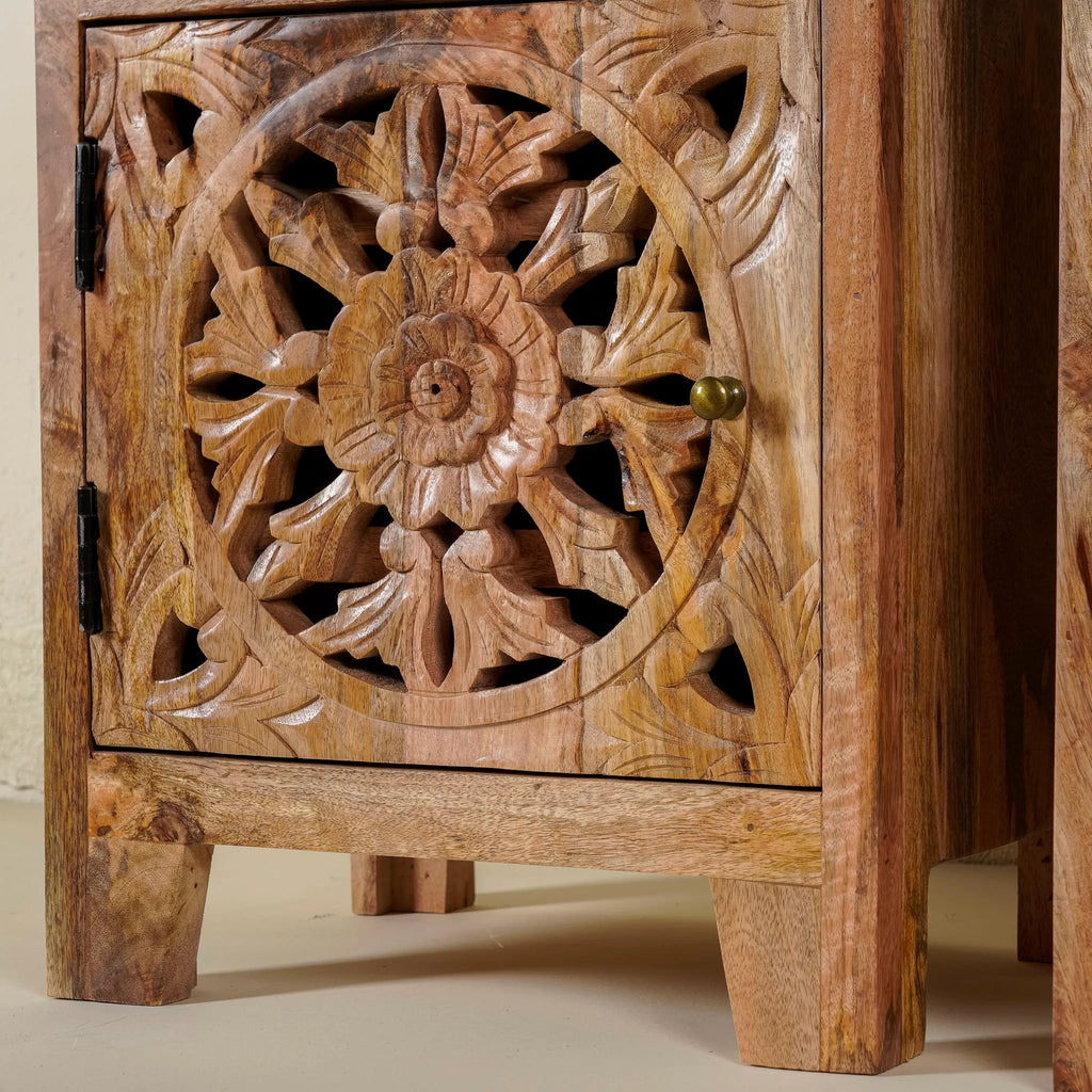 Suryana Carved Bedside Cabinet Set - DOBRI ARTS AU