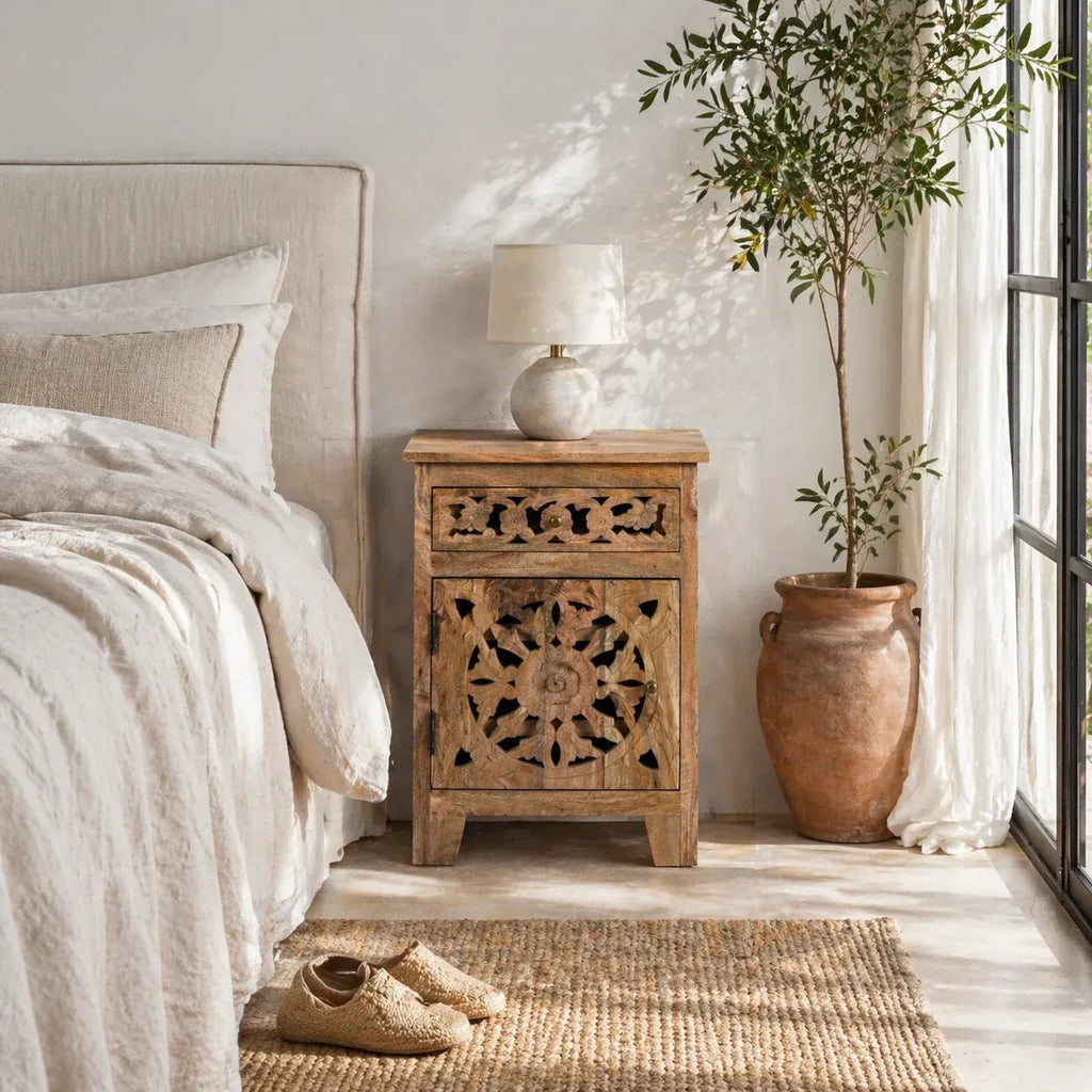 Suryana Carved Bedside Cabinet Set - DOBRI ARTS AU