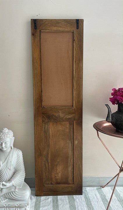 Tall Hand-Carved Whitewashed Wooden Floor Mirror with Sunburst Panel - DOBRI ARTS AU