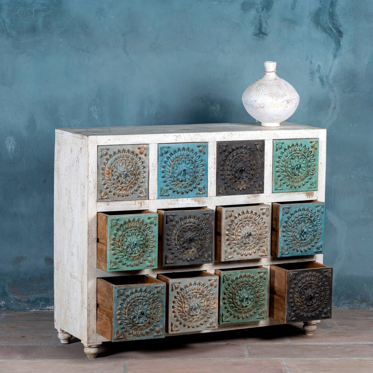 Tanika Hand-Carved Mango Wood Dresser Cabinet - DOBRI ARTS AU