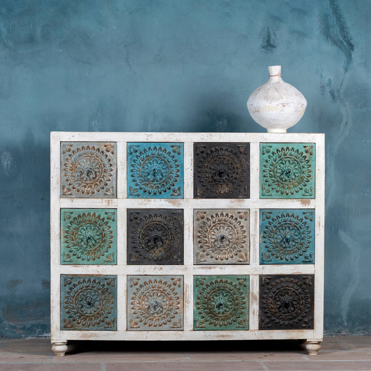 Tanika Hand-Carved Mango Wood Dresser Cabinet - DOBRI ARTS AU
