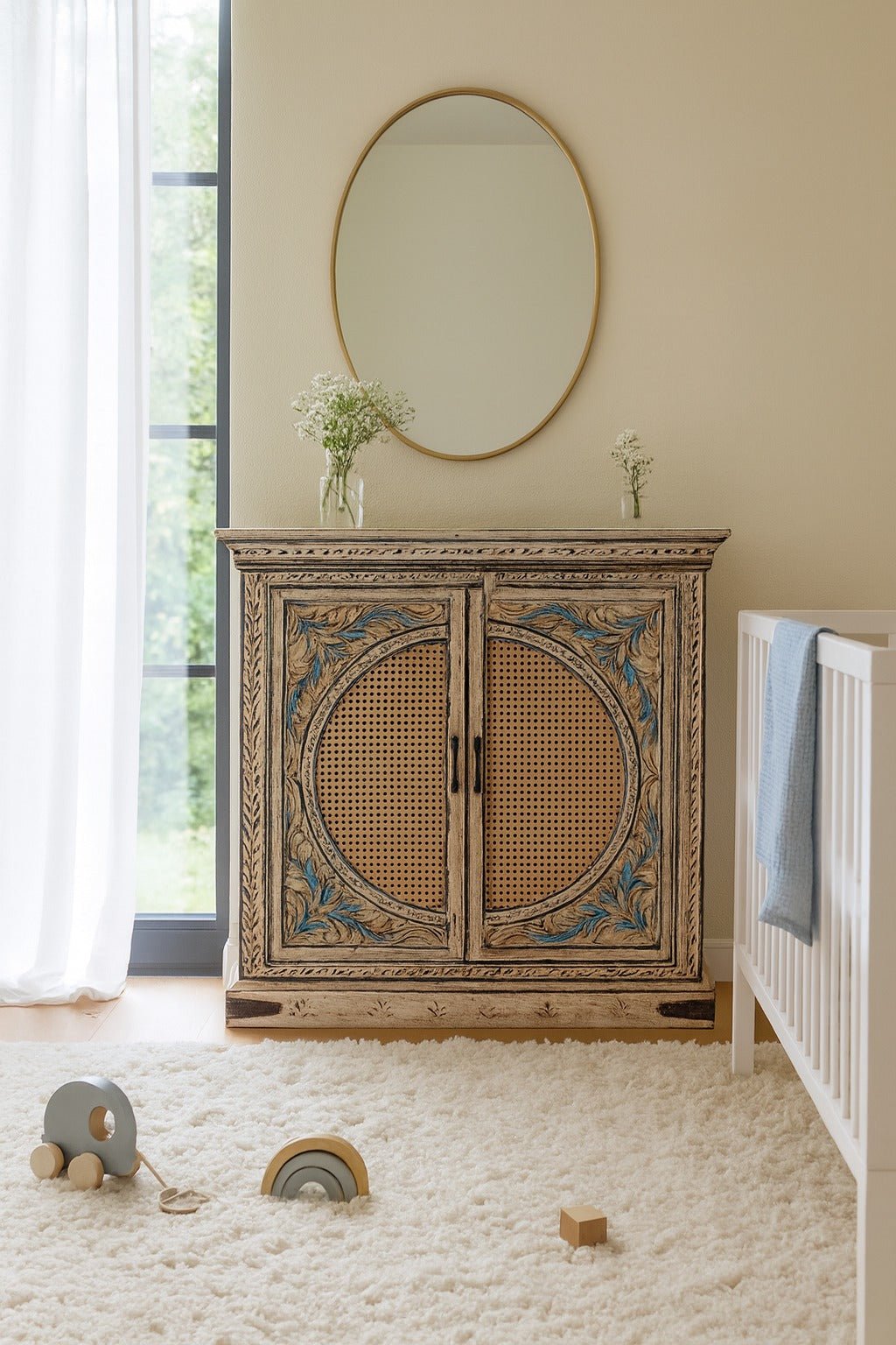 Tashi Carved Rattan Door Cabinet - DOBRI ARTS AU