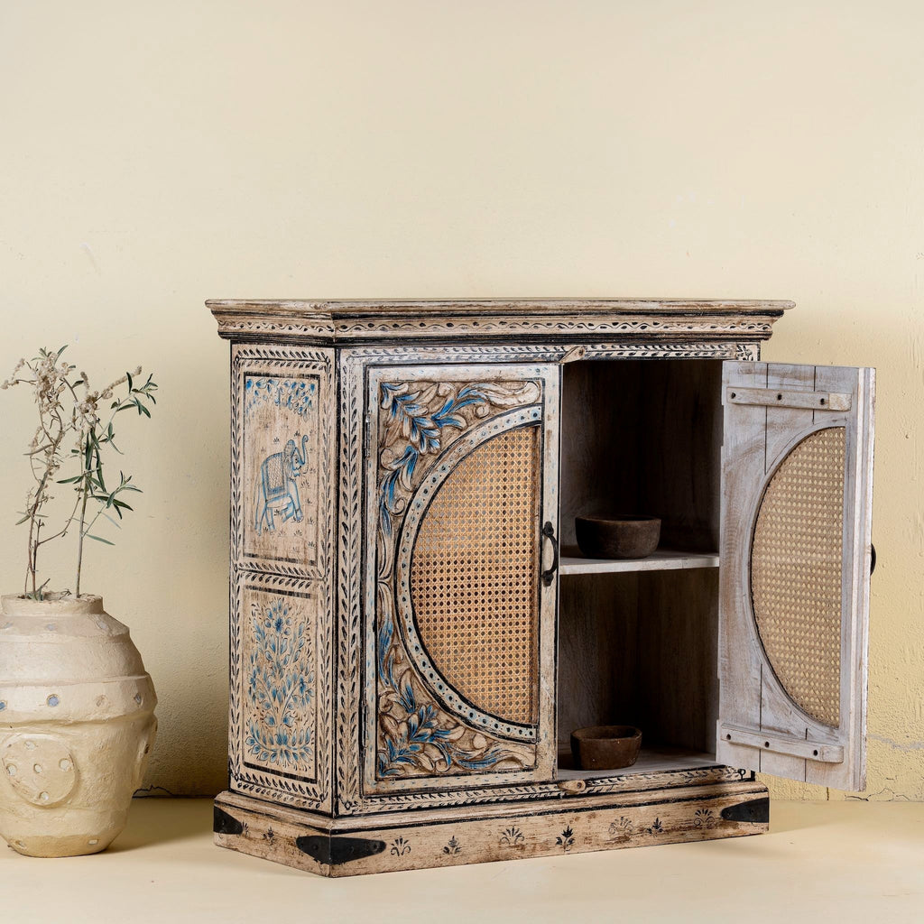 Tashi Carved Rattan Door Cabinet - DOBRI ARTS AU