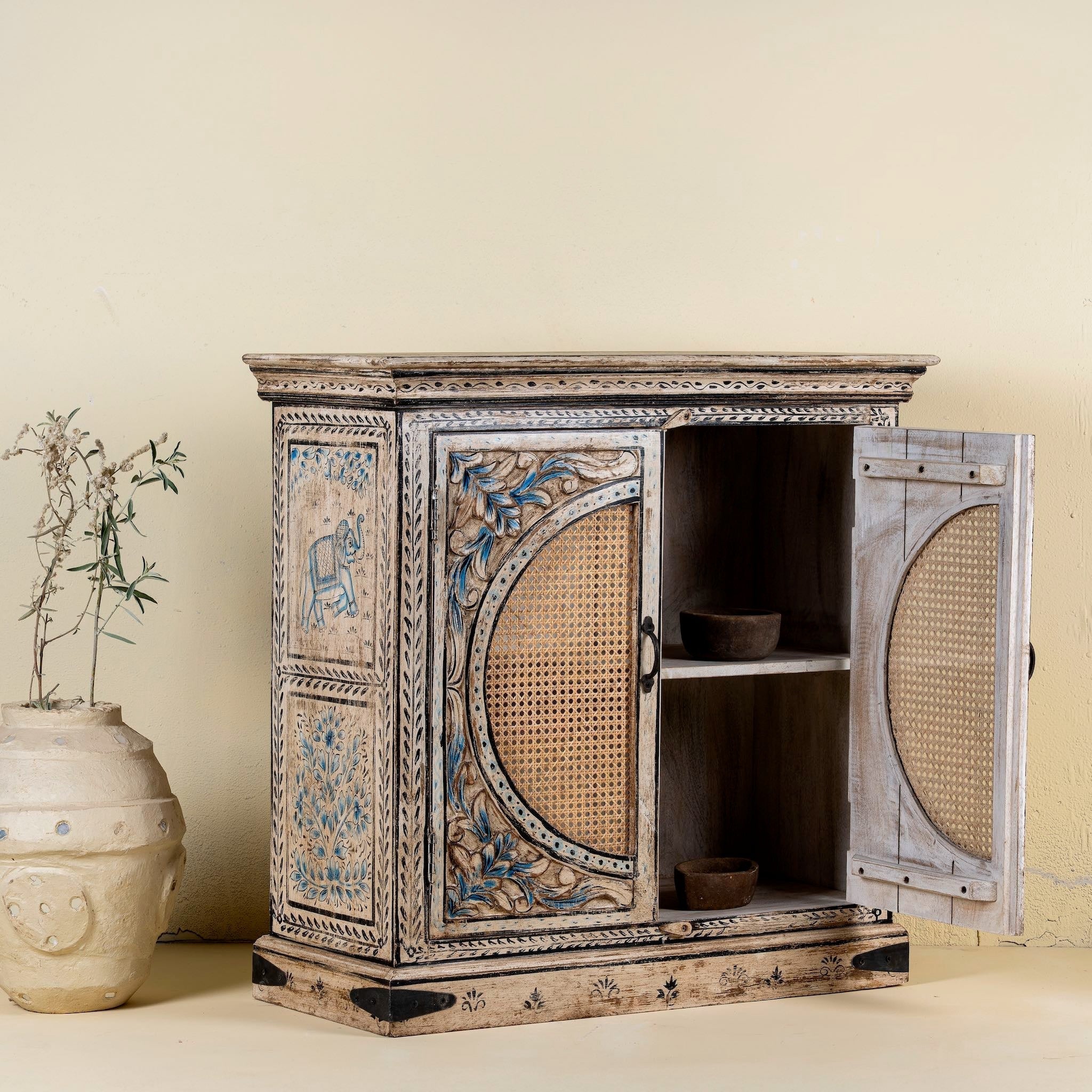 Tashi Carved Rattan Door Cabinet - DOBRI ARTS AU