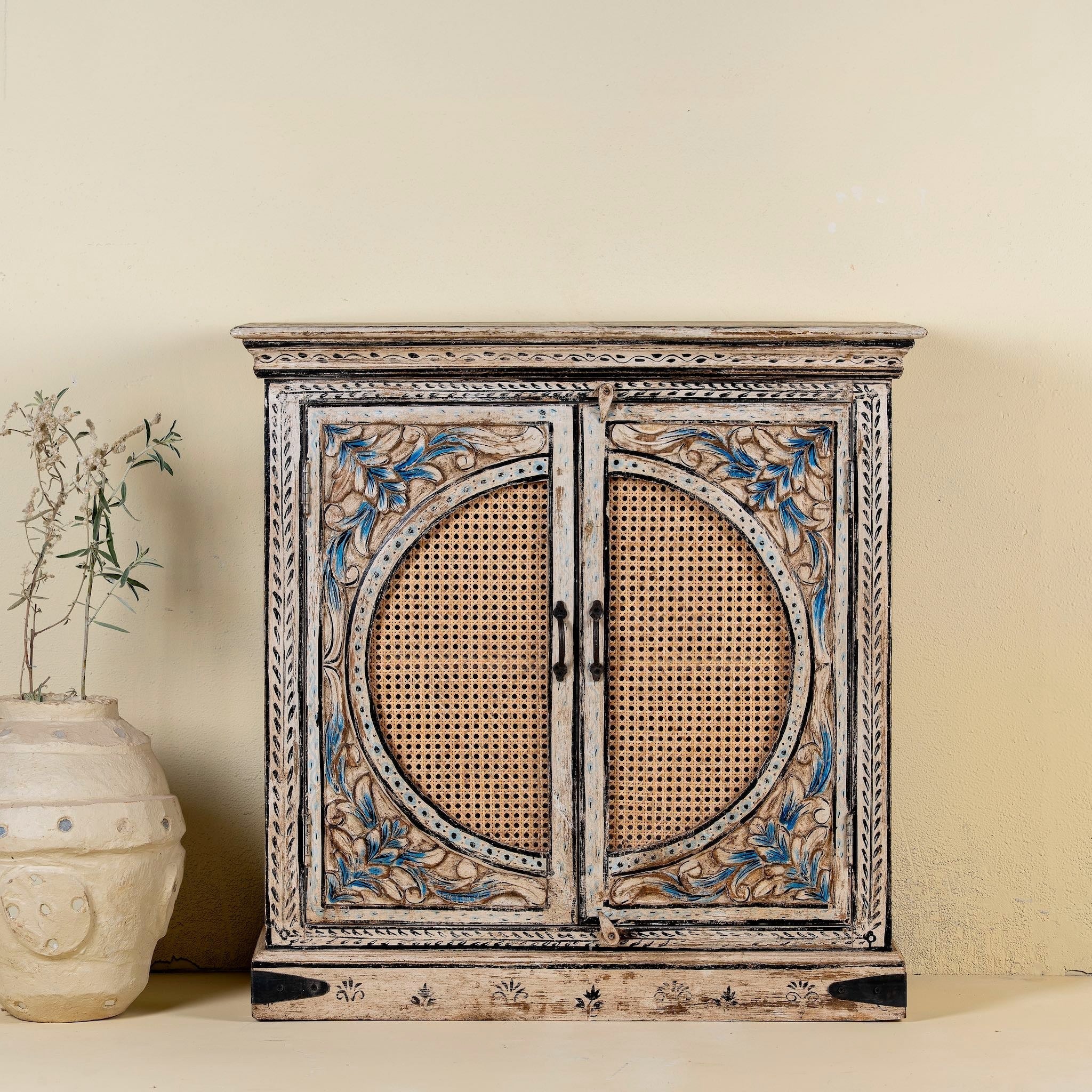 Tashi Carved Rattan Door Cabinet - DOBRI ARTS AU