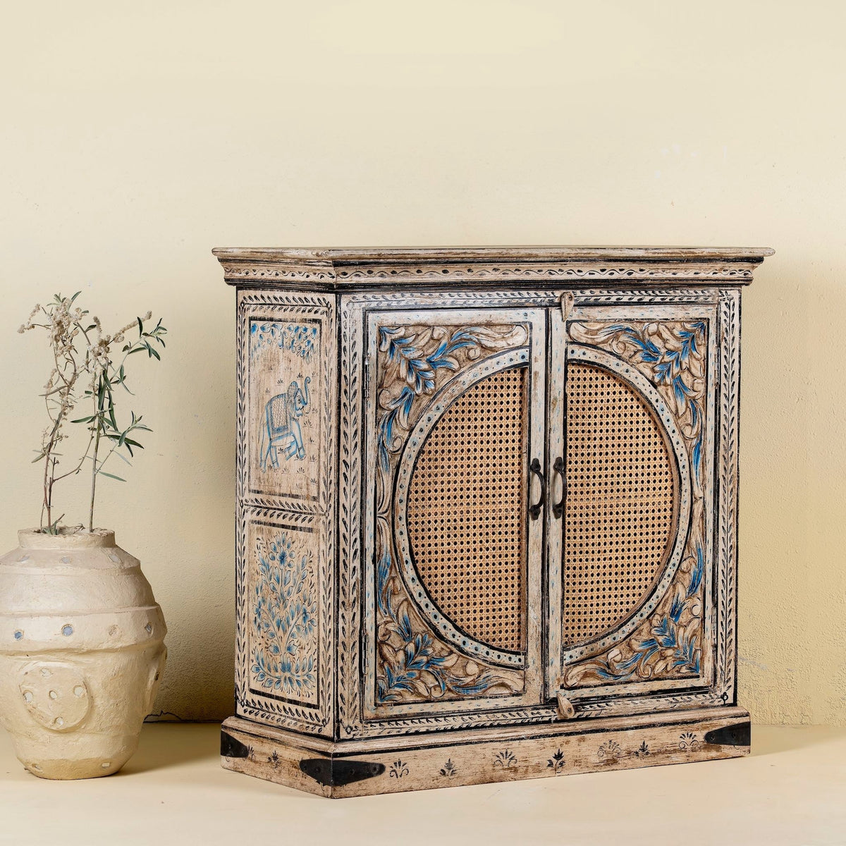 Tashi Carved Rattan Door Cabinet - DOBRI ARTS AU
