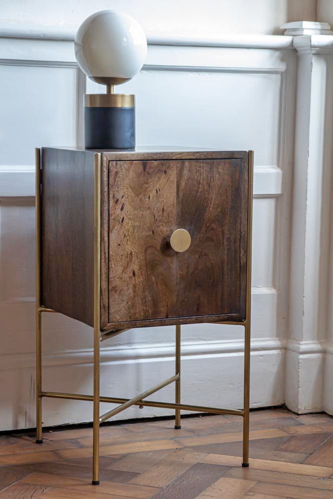 Tavira Mango Wood Bedside Table – 2 Drawer Nightstand with Iron Frame, Open Shelf & Stone Finish - DOBRI ARTS AU