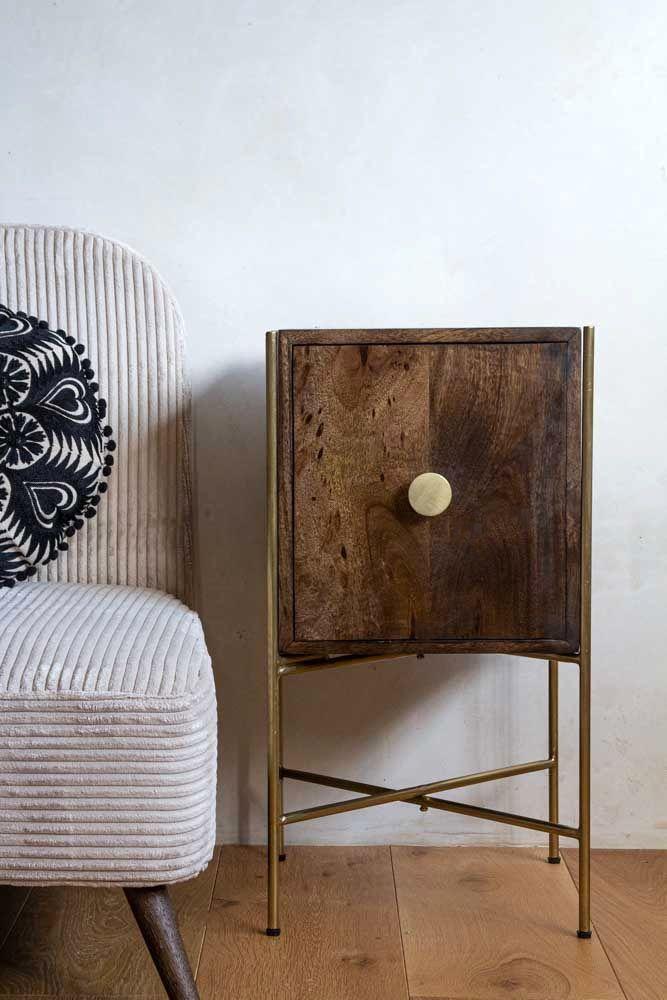 Tavira Mango Wood Bedside Table – 2 Drawer Nightstand with Iron Frame, Open Shelf & Stone Finish - DOBRI ARTS AU