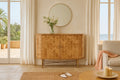 Toshani Chevron Mango Wood Sideboard with Brass Base - DOBRI ARTS AU