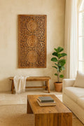 Triveni Triple Medallion Carved Wall Panel - DOBRI ARTS AU