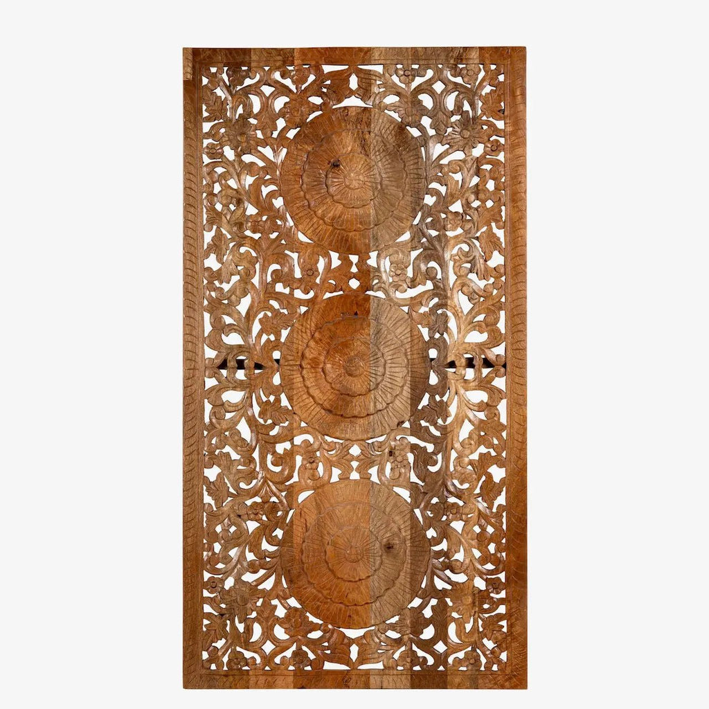 Triveni Triple Medallion Carved Wall Panel - DOBRI ARTS AU