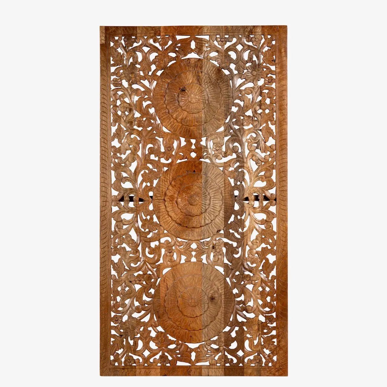 Triveni Triple Medallion Carved Wall Panel - DOBRI ARTS AU