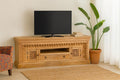 Tumakuru Hand-Carved Mango Wood Lowboard with Lattice Doors - DOBRI ARTS AU