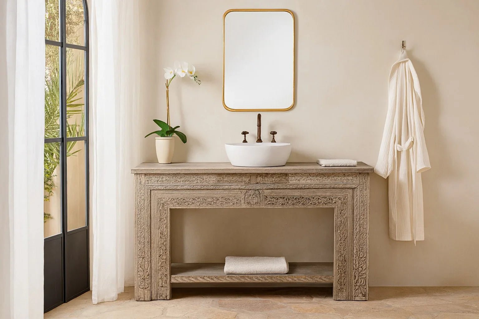 Vaidehi Antique Carved Arch Console - DOBRI ARTS AU