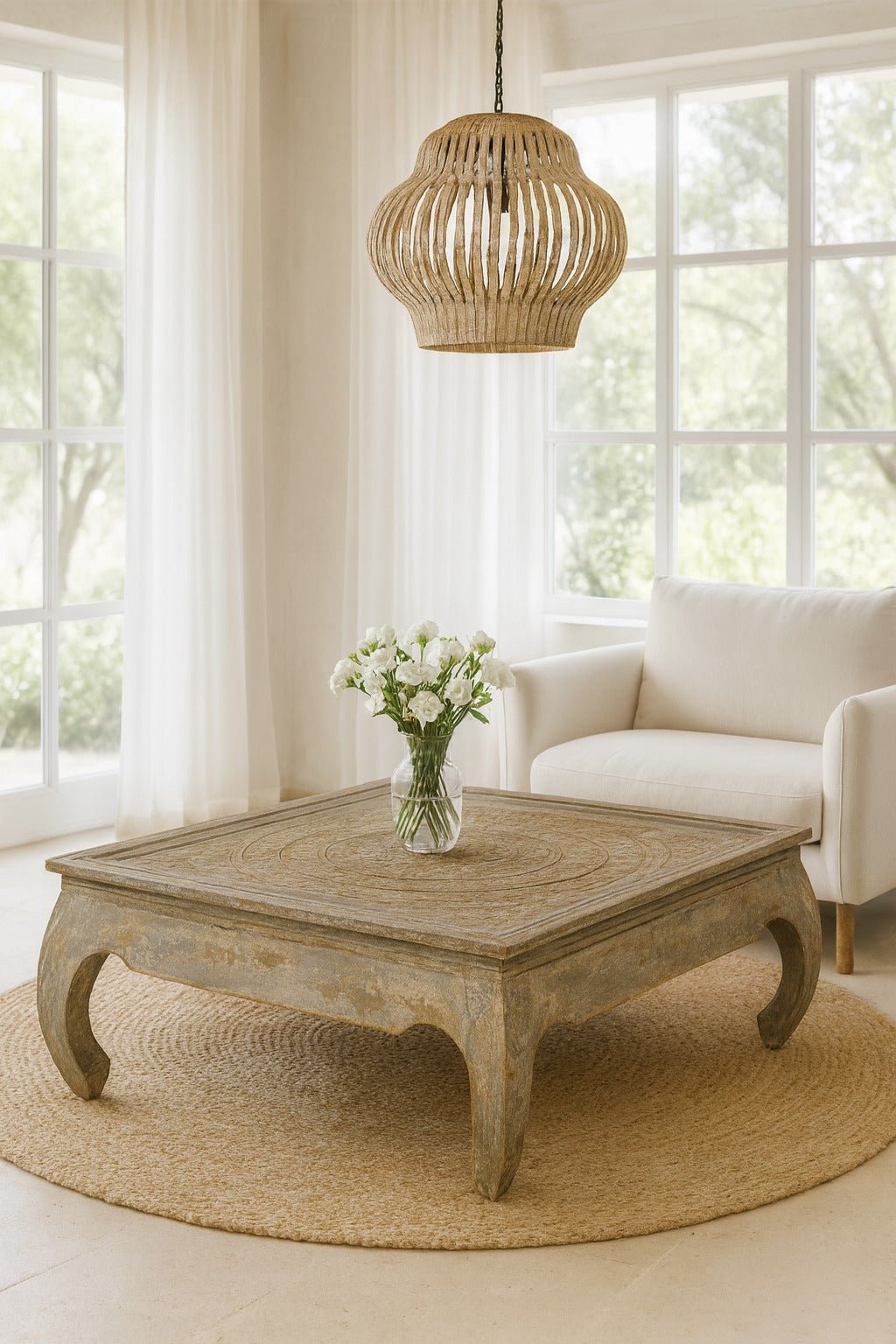 Vaimeu Hand-Carved Mango Wood Square Coffee Table - DOBRI ARTS AU