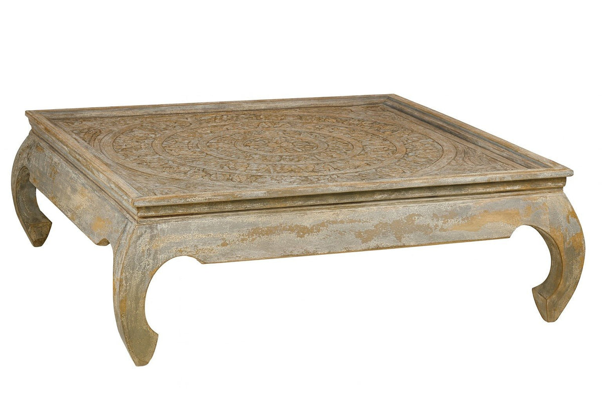 Vaimeu Hand-Carved Mango Wood Square Coffee Table - DOBRI ARTS AU