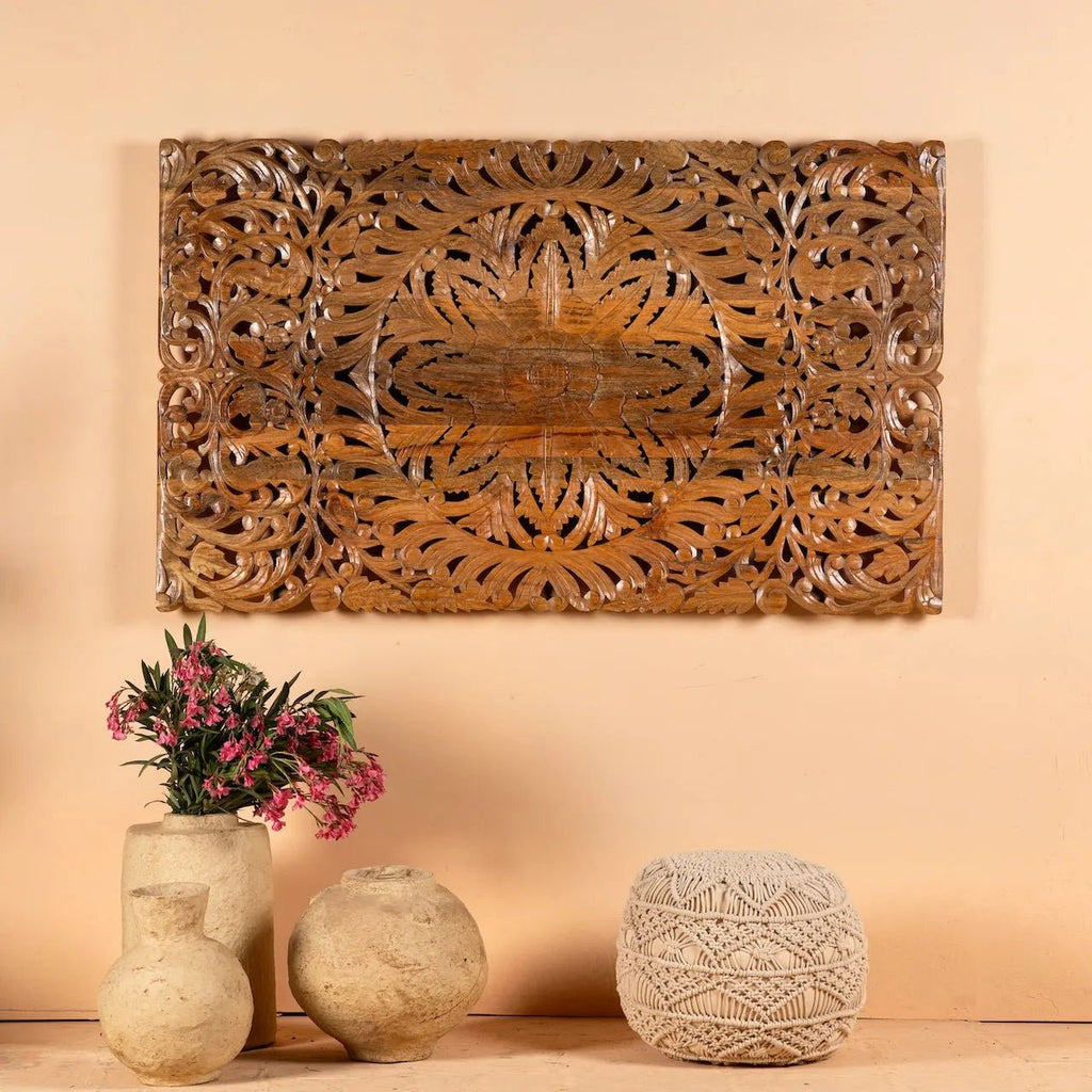 Vasundhara Grand Floral Carved Wall Panel - DOBRI ARTS AU