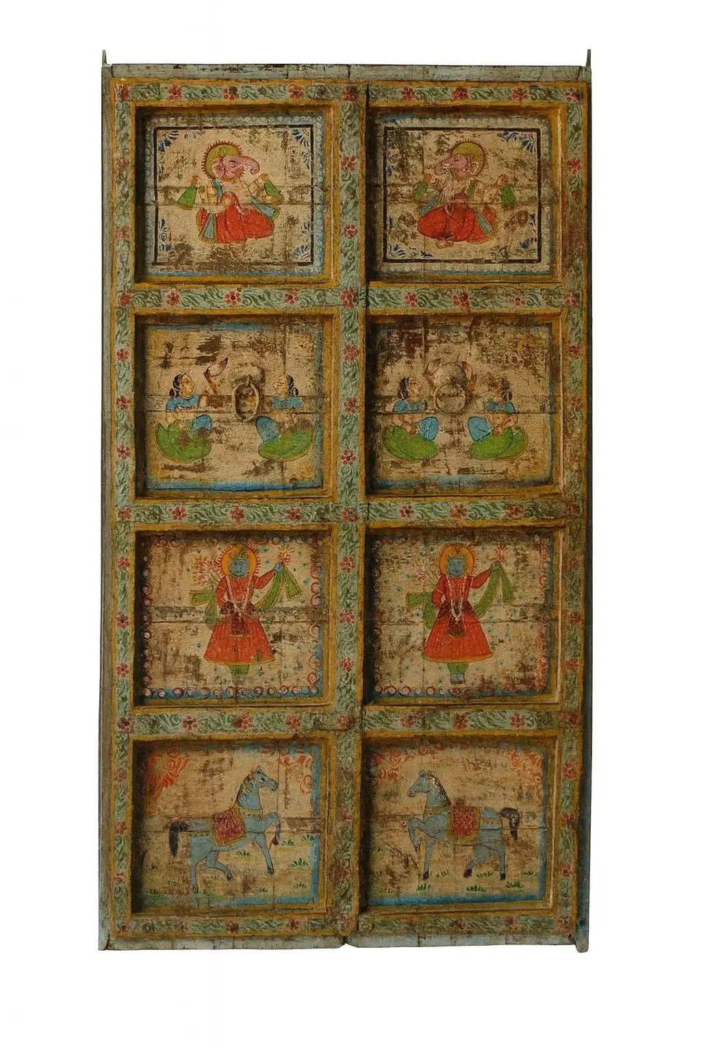 Vedanta Antique Hand-Painted Indian Door Panel - DOBRI ARTS AU