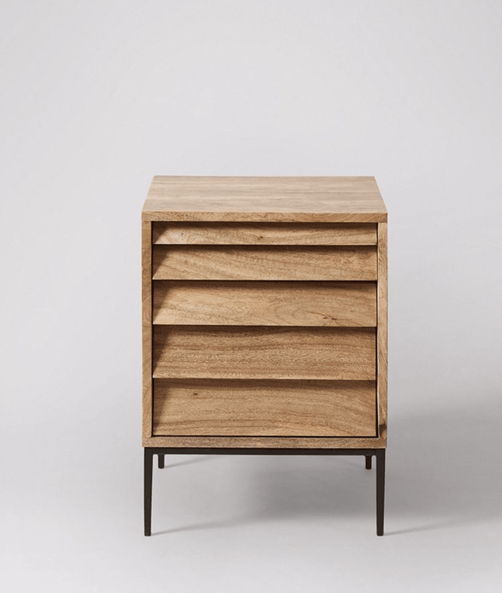 Vedika Natural Mango Wood Bedside Table – Solid Wood Nightstand with Iron Legs, Modern Bedroom Side Table & Storage Stand - DOBRI ARTS AU