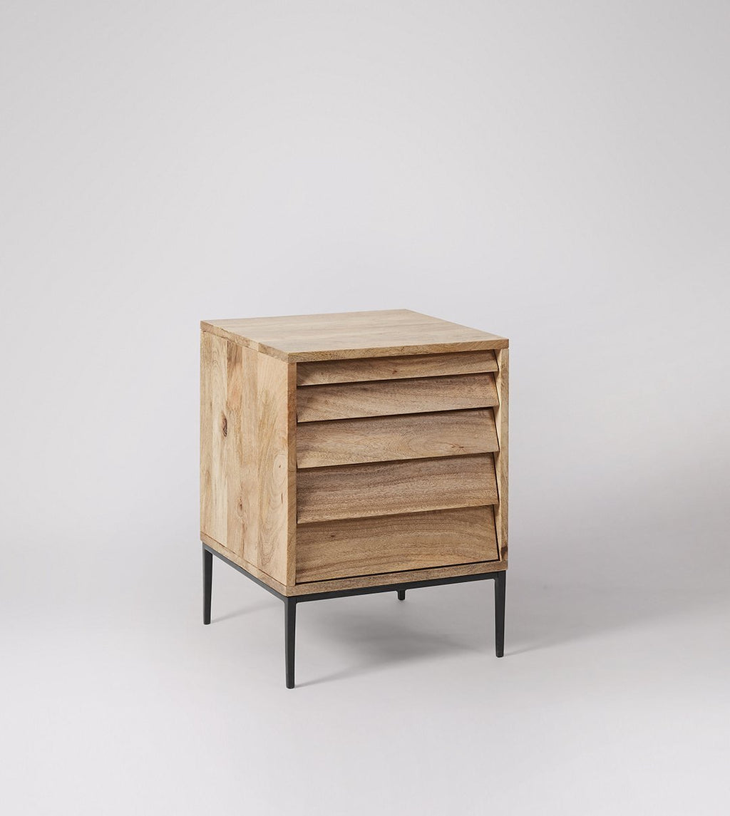 Vedika Natural Mango Wood Bedside Table – Solid Wood Nightstand with Iron Legs, Modern Bedroom Side Table & Storage Stand - DOBRI ARTS AU