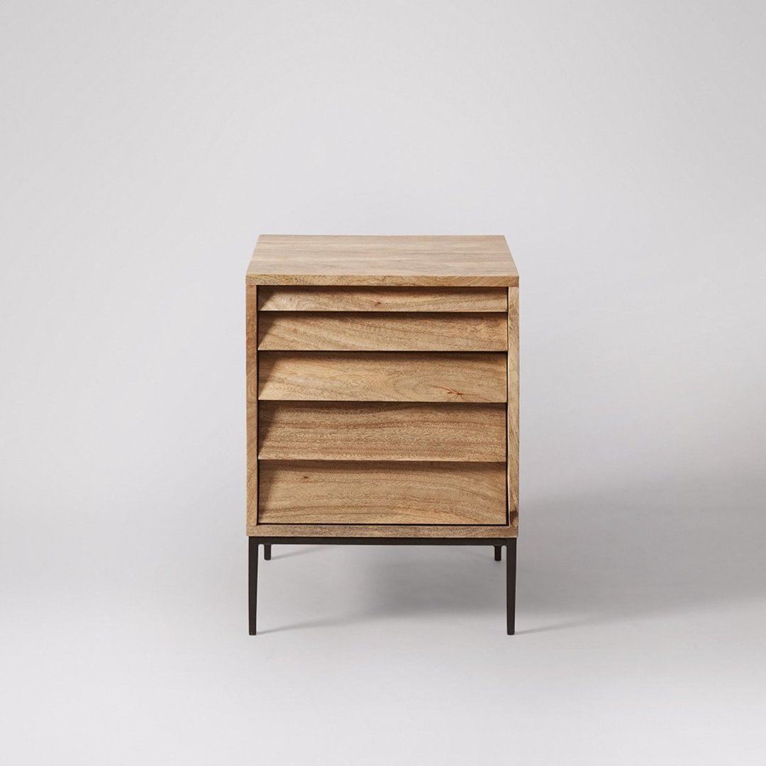 Vedika Natural Mango Wood Bedside Table – Solid Wood Nightstand with Iron Legs, Modern Bedroom Side Table & Storage Stand - DOBRI ARTS AU