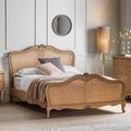 Victoria French Provincial Rattan Bed – Elegant Solid Wood Cane King size Bed with Curved Headboard - DOBRI ARTS AU