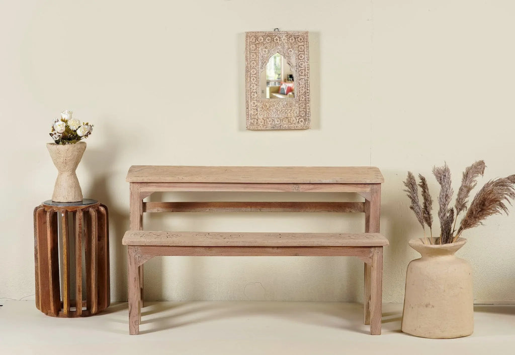 Vidyaalay Vintage Wooden School Bench - DOBRI ARTS AU