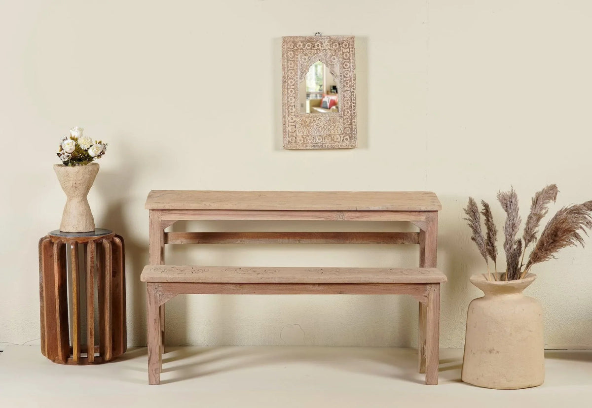 Vidyaalay Vintage Wooden School Bench - DOBRI ARTS AU