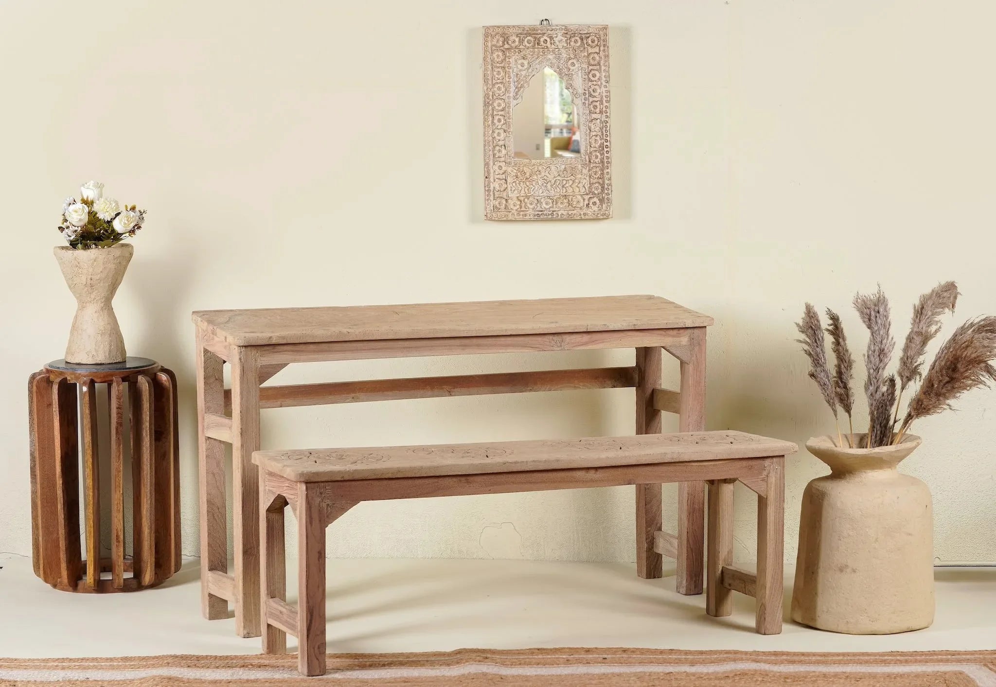 Vidyaalay Vintage Wooden School Bench - DOBRI ARTS AU