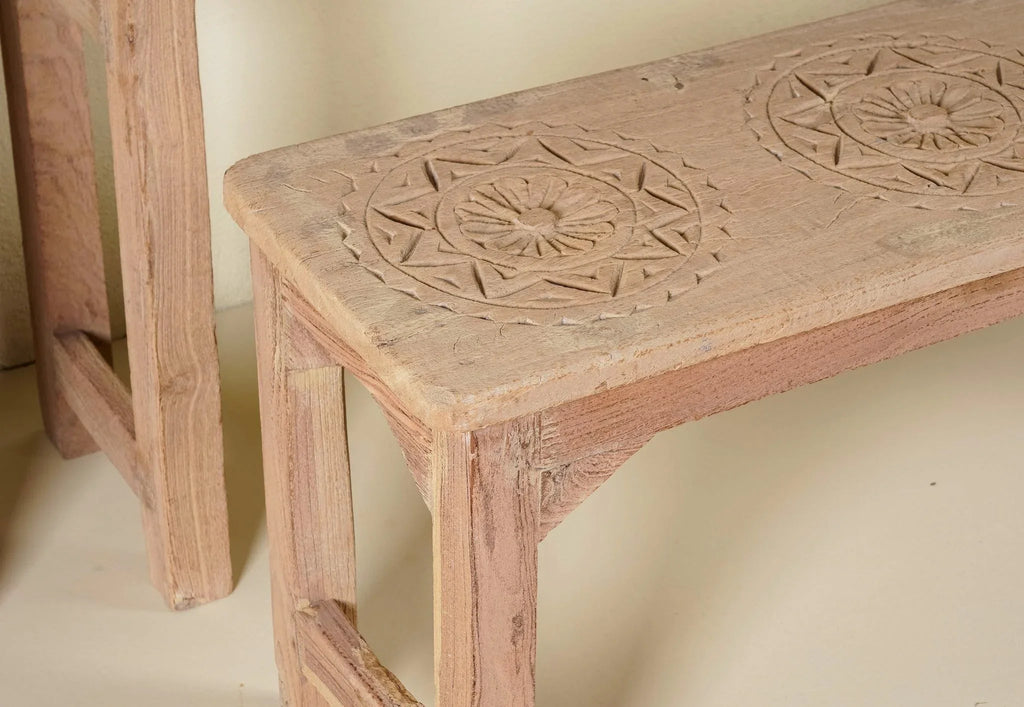 Vidyaalay Vintage Wooden School Bench - DOBRI ARTS AU
